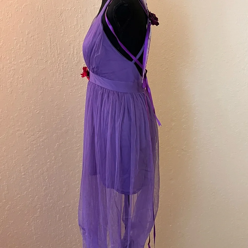Roma Elegant Purple women’s High Low Dress with wings‎ - Picture 6 of 10
